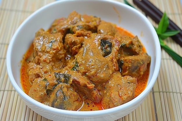 Photo spicy reddish chicken curry or red murgh masala or korma