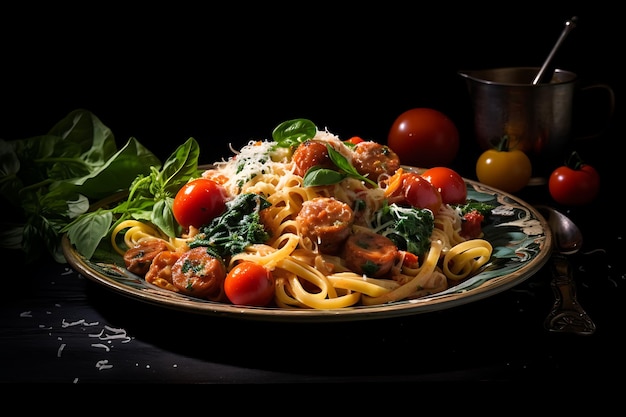 Spicy Sausage Pasta Fireworks on a Plate