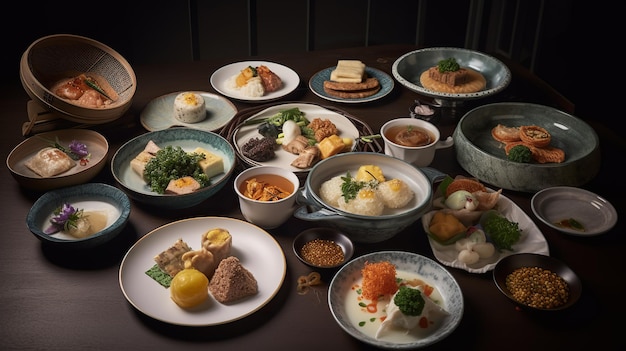 Spicy and Savory Photo of a Plate of Assorted Teokpokki Dishes a MouthWatering Korean Delicacy