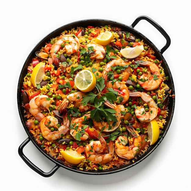 Spicy Seafood Paella in Large Skillet