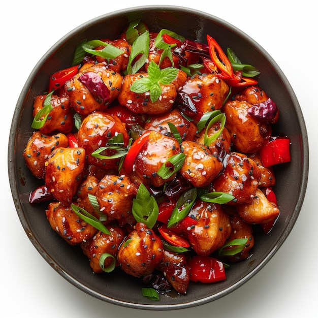 Spicy Sichuan Pepper Chicken with Red Peppers and Fresh Herbs