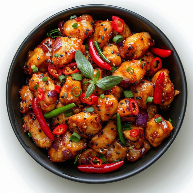 Spicy Sichuan Pepper Chicken with Red Peppers and Fresh Herbs