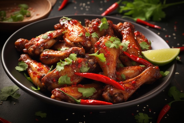 Photo spicy sriracha chicken wings appetizer image