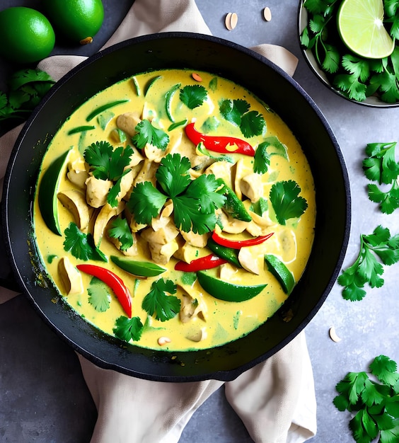 Spicy Thai Coconut Green Curry generative art by AI