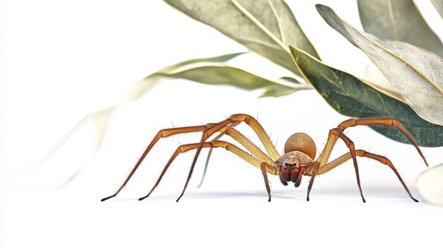 Photo a spider on a branch with a leaf on it