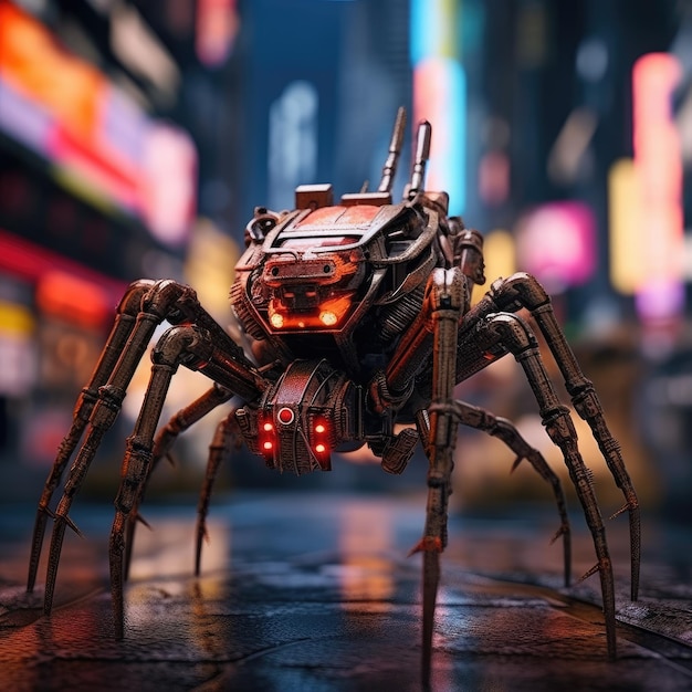 spider in cyberpunk world