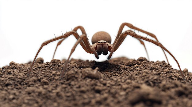 a spider on the ground with a white background