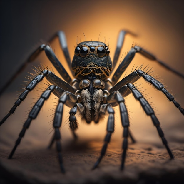 A spider is shown with the legs up and the bottom of the spider is black.