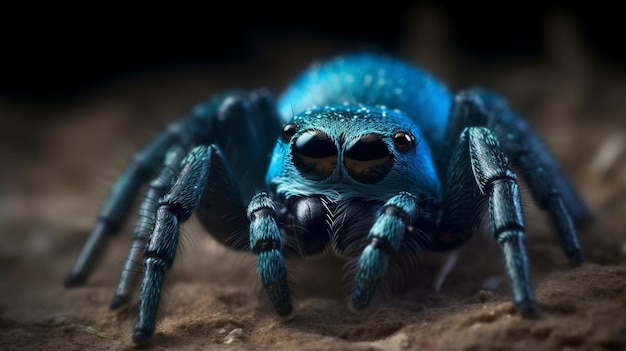 A spider is in the water with a blue backgroundgenerative ai