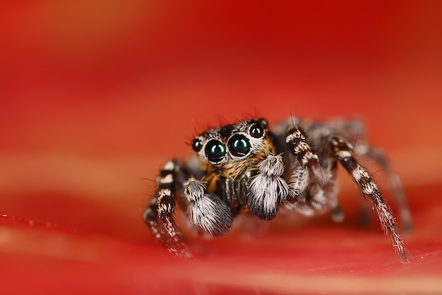 spider jumper macro, arachnophobia, beautiful jumping spider, poisonous spider