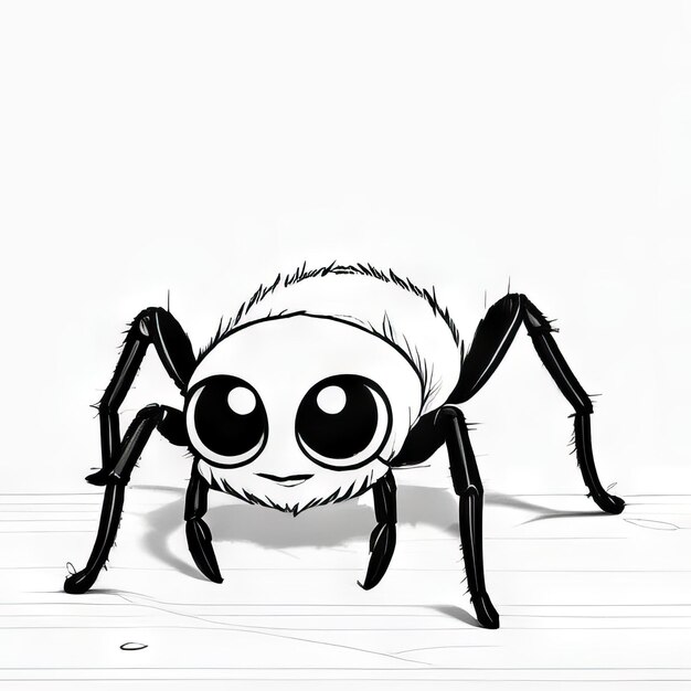 Spider outline black and white cute coloring book