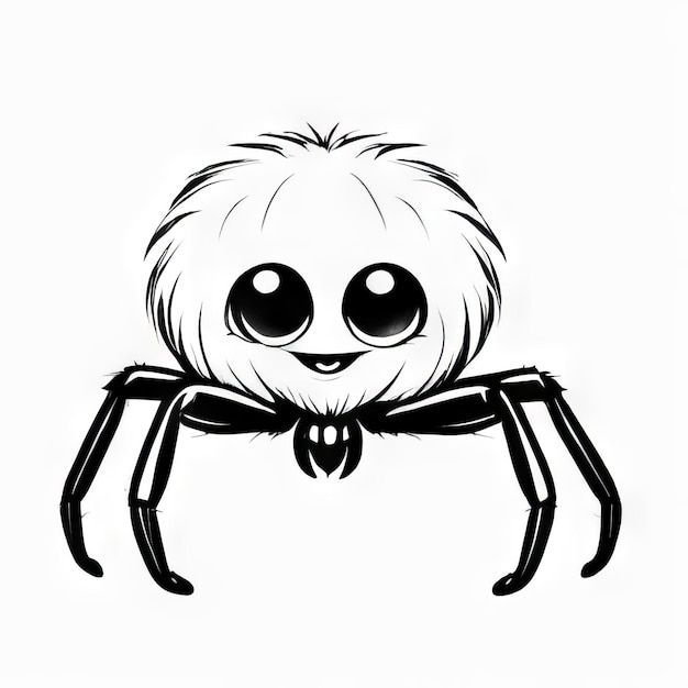 Spider outline black and white cute coloring book