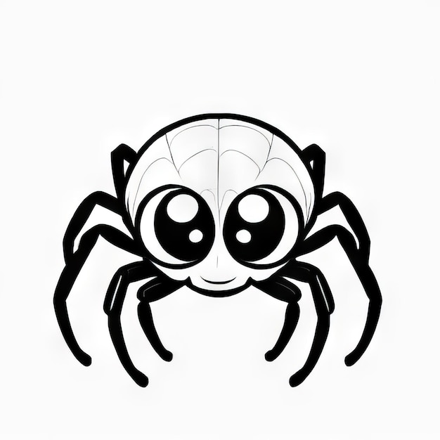 Spider outline black and white cute coloring book