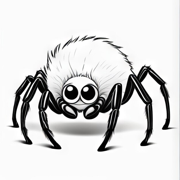 Spider outline black and white cute coloring book