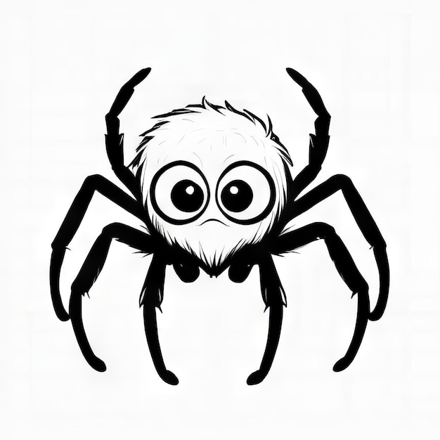 Spider outline black and white cute coloring book