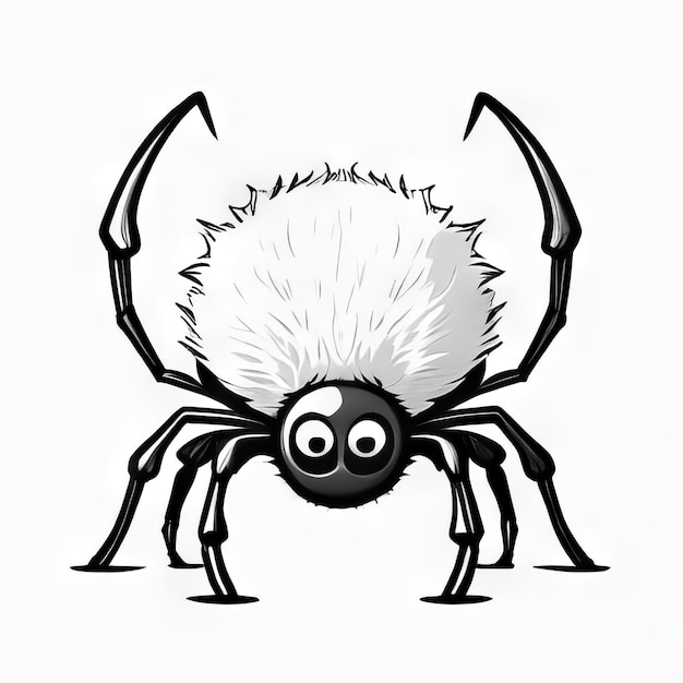 Spider outline black and white cute coloring book