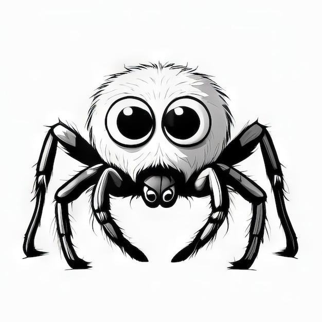 Spider outline black and white cute coloring book