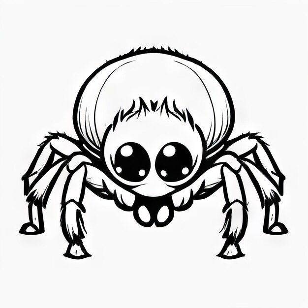 Spider outline black and white cute coloring book