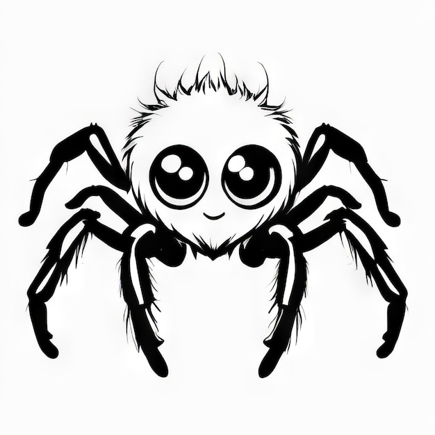 Spider outline black and white cute coloring book