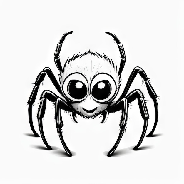 Spider outline black and white cute coloring book