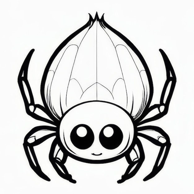 Spider outline black and white cute coloring book