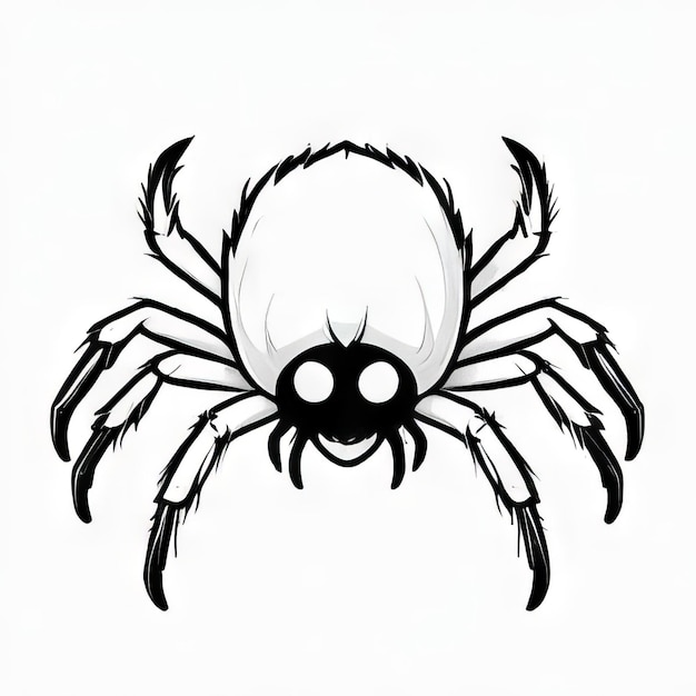 Spider outline black and white cute coloring book