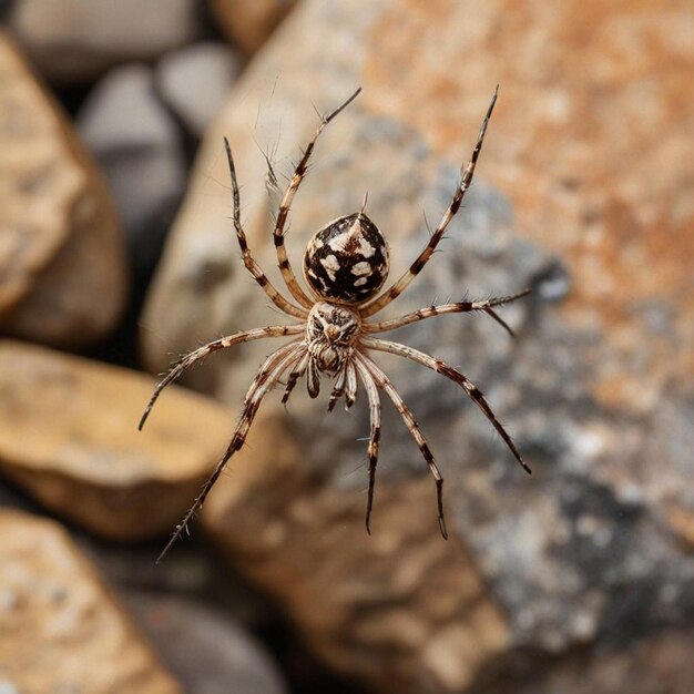 Photo spider setting on rock closeup wild animal