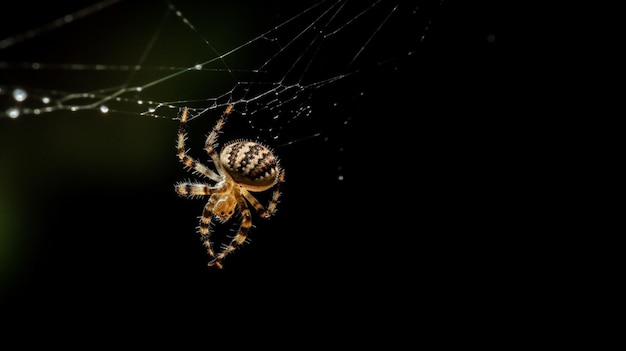 A spider sits on a web with the word spider on it.