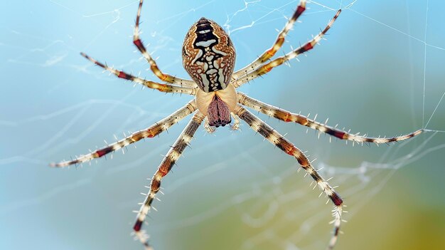 Spider Spinning Web Isolated on White Background