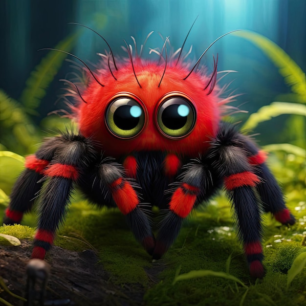 Photo a spider that has eyes and a red spider on its face