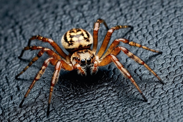 a spider that is on a black surface