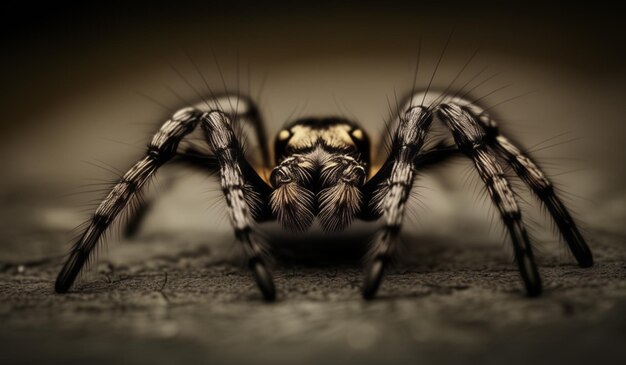 a spider that is on a carpet with a black background