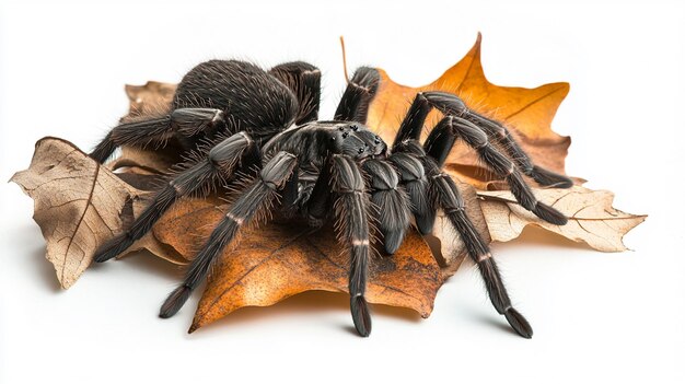 Photo a spider that is laying on a leaf