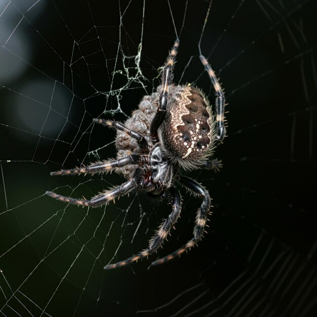 Photo a spider that is outside with the name of the photographer