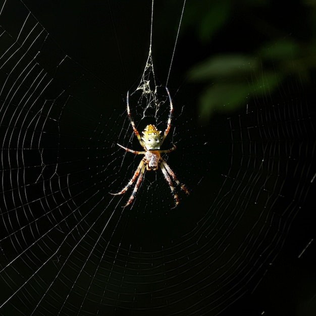 Photo a spider that is outside with a spider on its web