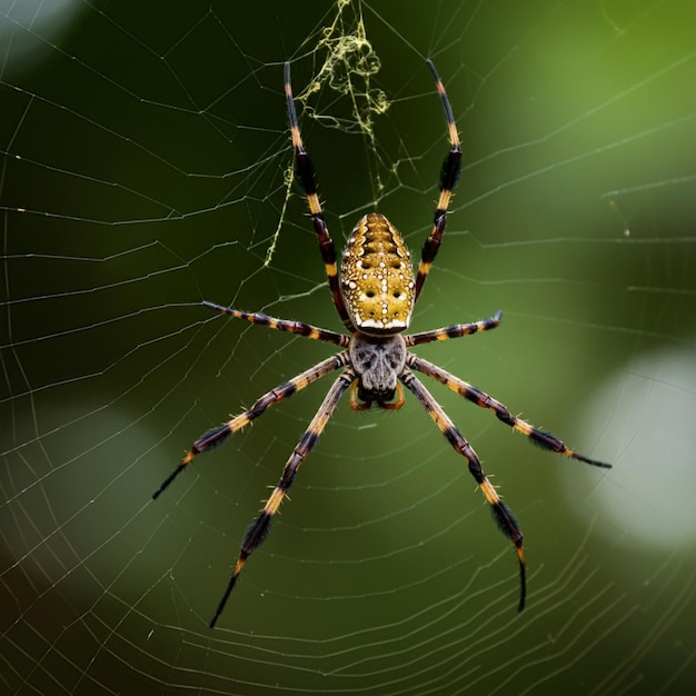 a spider that is outside with the spider web on the bottom