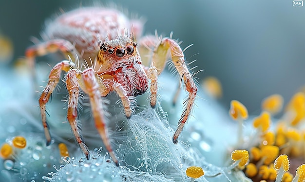 a spider that is on a piece of wheat