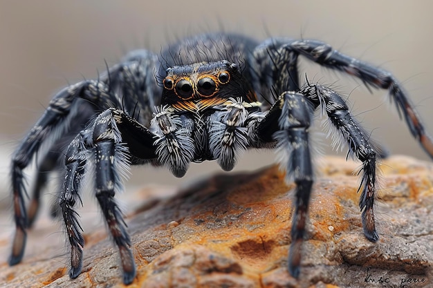 Photo a spider that is on a rock with a spider on it