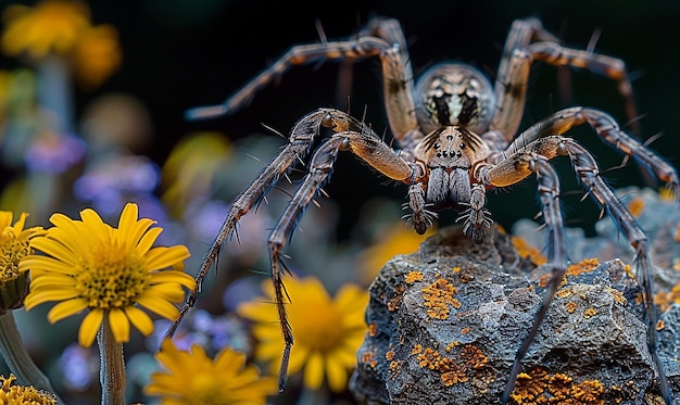 a spider that is sitting on a rock