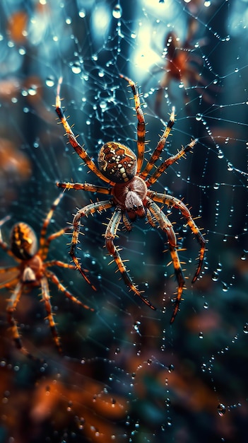 a spider that is on a spider web