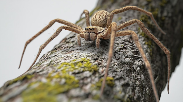 Photo a spider on a tree with a spider on its back