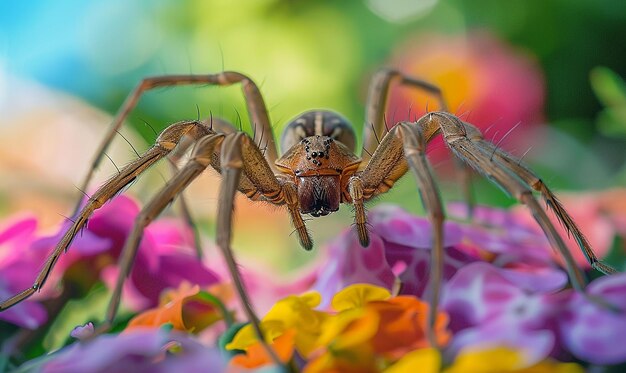 Spider in Vibrant Garden Setting