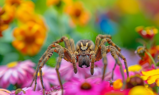 Spider in Vibrant Garden Setting