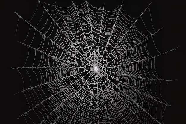 Spider web cobweb on black background generative ai