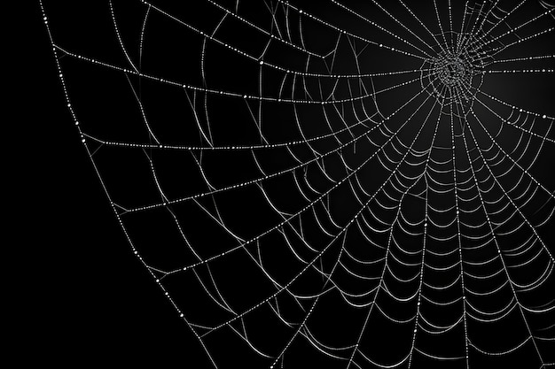 Spider web dark background dewy cobwebs