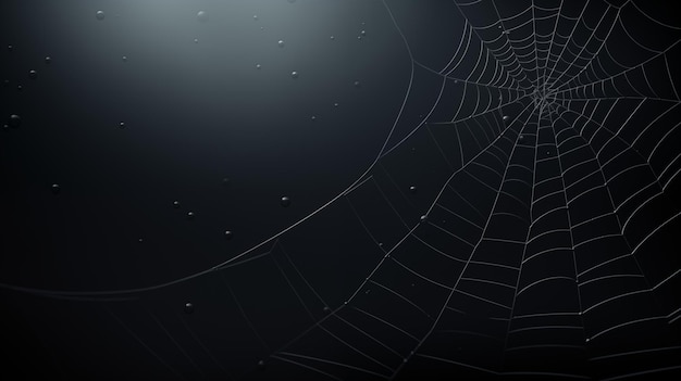 Spider web on a dark background Macro photography No insects Copy space