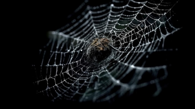 Spider web on isolated black background