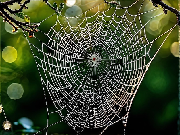 spider web with dew drops spider web with dew drops