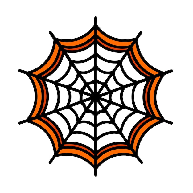 Photo a spider web with orange and white stripes