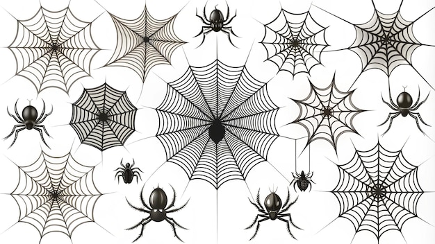 Photo spider webs and spiders are displayed in a web design